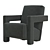 Utrecht Velvet Lounge Chair 3D model small image 1