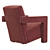 Utrecht Velvet Lounge Chair 3D model small image 4