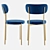 Velvet Gold Leg Chair & Bar Stool 3D model small image 3