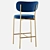 Velvet Gold Leg Chair & Bar Stool 3D model small image 5