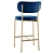 Velvet Gold Leg Chair & Bar Stool 3D model small image 11