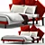 Elegant Fabric Double Bed 3D model small image 2