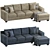 Ardsley Pewter 3-Piece Sectional 3D model small image 1