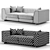 Elegant Fabric 2-Seater Sofa 3D model small image 4