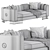 Modern Black 3-Seater Oriana Sofa 3D model small image 3