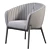 Channeled Back Upholstered Armchair 3D model small image 6