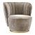 Elegant Pearl Velvet Armchair 3D model small image 1