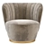 Elegant Pearl Velvet Armchair 3D model small image 2