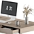 Modern White-Wood Home Office Table 3D model small image 4