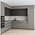 Sleek Gray & Black Kitchen 88 3D model small image 1