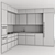 Sleek Gray & Black Kitchen 88 3D model small image 5