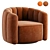 Luxury Russet Velvet Swivel Chair 3D model small image 1