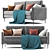 Svaut Velvet Grey Sofa: Modern Elegance 3D model small image 4