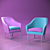 Modern Italian Armchairs: Colorful & Stylish 3D model small image 2