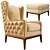 Idris Leather Wing Chair: Tufted Elegance for Your Home 3D model small image 2