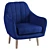 Modern Blue Polyester Wood Accent Chair 3D model small image 1