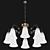 Sleek Black Chandelier with 8 White Glass Shades 3D model small image 1