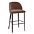 Deluxe Anthracite Velvet Bar Stools 3D model small image 2