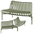 Palissade Park Dining Bench: Outdoor Modular Seating 3D model small image 1
