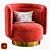 Elegant Peony Blush Accent Chair 3D model small image 1