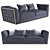 Modern Vogue Silver Sofa 3D model small image 1