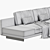 Minimalist Ivory Upholstered Left Arm Sofa 3D model small image 4