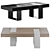 Charred Pine Coffee Table with Metal Base 3D model small image 1