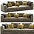 Cozy 3-Seater Fabric Sofa 3D model small image 1