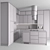 Modern Corner Kitchen Set with Appliances 3D model small image 5