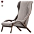 Italian Cavour Armchair Petrol Fabric 3D model small image 2