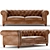 Luxurious 2-Seater Leather Sofa 3D model small image 2