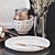 Monochrome Dinnerware Set with Glass 3D model small image 3