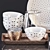 Monochrome Dinnerware Set with Glass 3D model small image 4