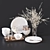 Monochrome Dinnerware Set with Glass 3D model small image 6