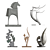 Diverse Abstract Animal Sculptures Set 3D model small image 1