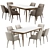 Walnut Extendable Dining Set 3D model small image 3