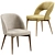 Customizable Fabric & Wood Chair Set 3D model small image 2