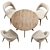 Customizable Fabric & Wood Chair Set 3D model small image 6