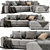 Modern West Elm Chaise Sofa 3D model small image 1