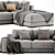 Modern West Elm Chaise Sofa 3D model small image 2