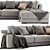 Modern West Elm Chaise Sofa 3D model small image 3