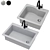 Granite Sink & Faucet Set 3D model small image 2