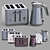 Sleek Black Chrome Kitchen Set 3D model small image 1