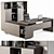 Cream & Wood Boss Desk 3D model small image 2