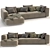  Luxe Flexform Grandemare Chaise sofa 3D model small image 1