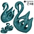 Ceramic Swan Lover Statue Decoration 3D model small image 6