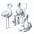 Smooth Flamingo Toy Set 3D model small image 2