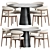 Modern Wood Dining Set Set 3D model small image 1