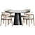 Modern Wood Dining Set Set 3D model small image 2