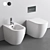 Italian Floor Bidet/Toilet Set 3D model small image 1